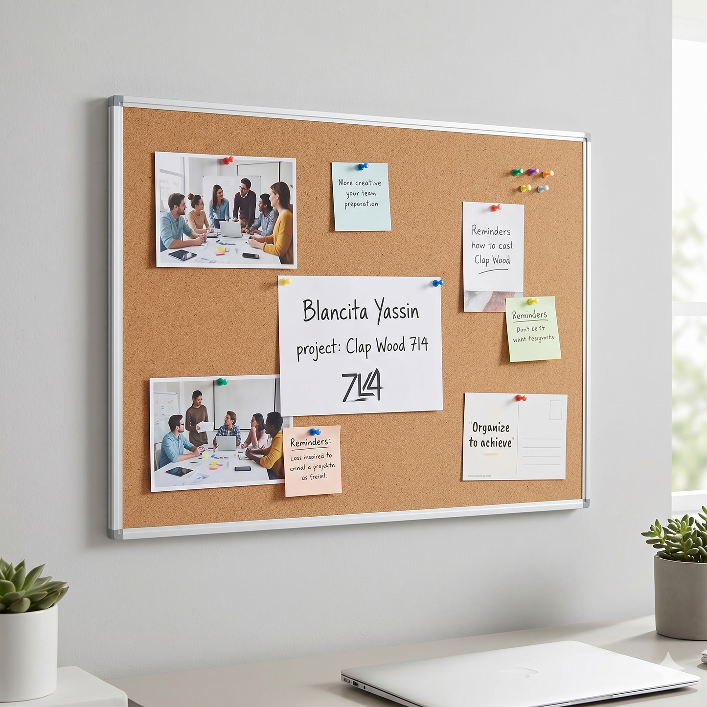 Yassin Cork Board With Metal Frame 30X40, Crafted From High-Quality Materials - NO:0563