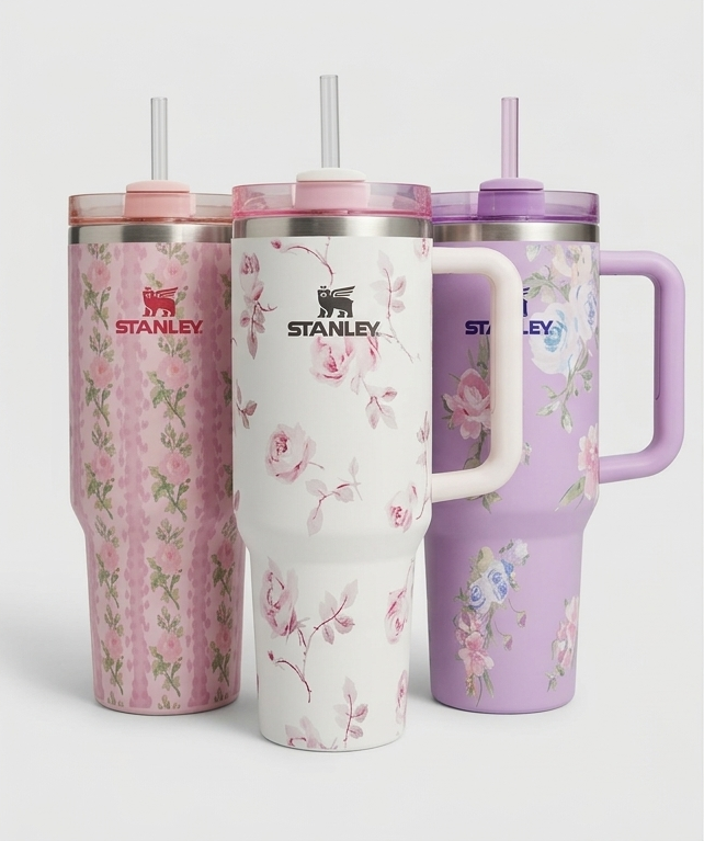 Stanley Quencher H2.0 Floral Tumbler 40oz (1.18L) – Vacuum Insulated Stainless Steel Travel Mug with Handle & Lid | Floral Edition