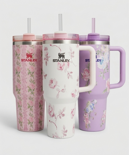 Stanley Quencher H2.0 Floral Tumbler 40oz (1.18L) – Vacuum Insulated Stainless Steel Travel Mug with Handle & Lid | Floral Edition