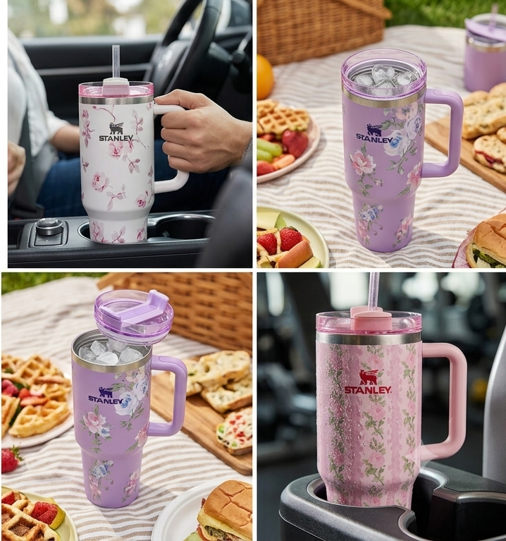 Stanley Quencher H2.0 Floral Tumbler 40oz (1.18L) – Vacuum Insulated Stainless Steel Travel Mug with Handle & Lid | Floral Edition