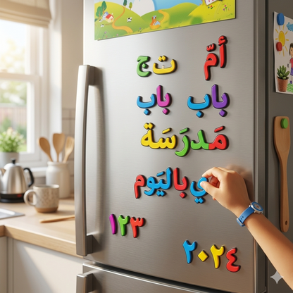 مجموعة مغناطيس تعليمية للحروف العربية والأرقام للأطفال