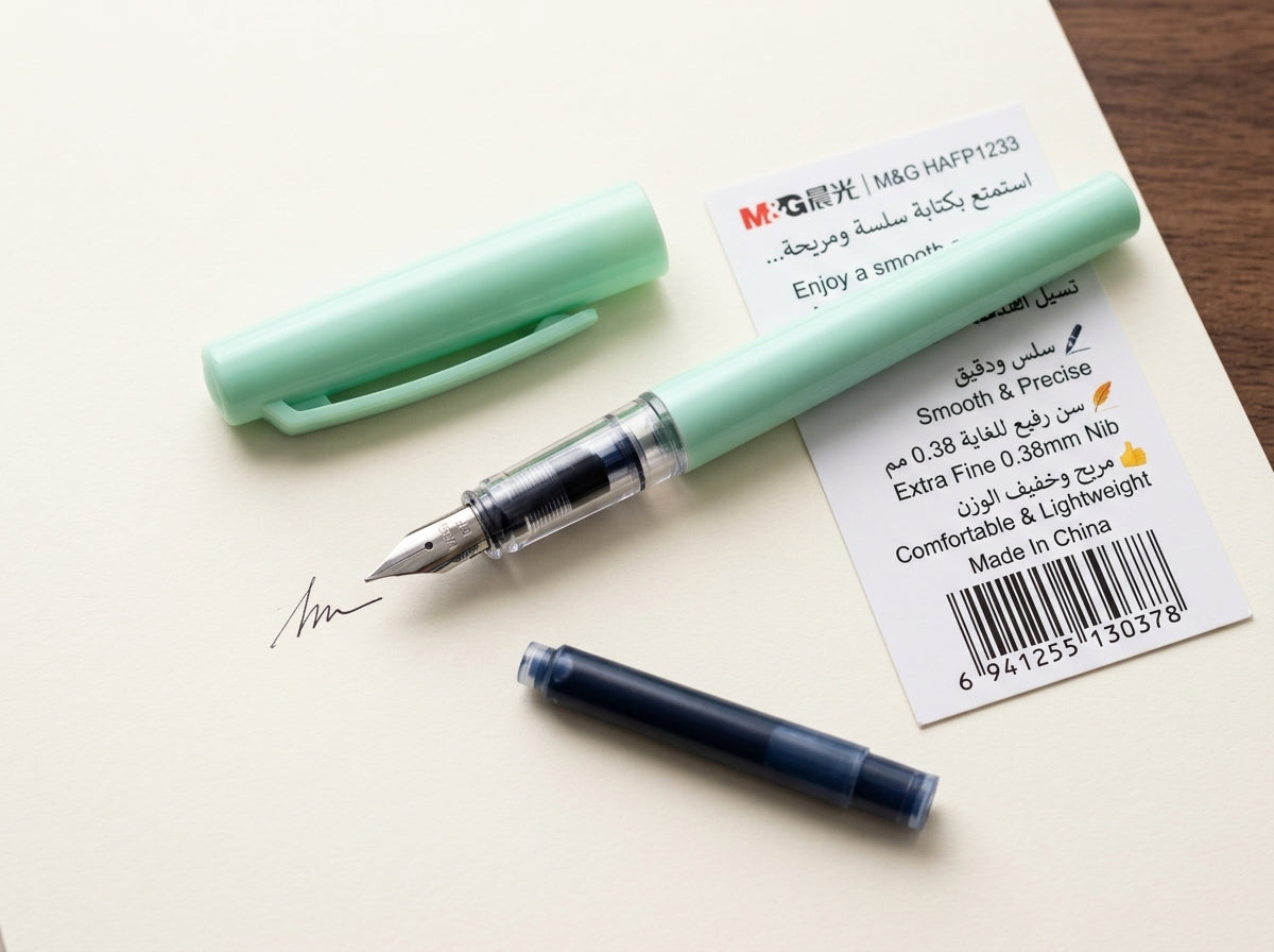 M&G Chenguang Fountain Pen – Smooth Writing Pen with Extra Fine Nib Edition Vintage Fine Writing Ink Pens Extra Fine Nib 0.38mm - No:  HAFP1233