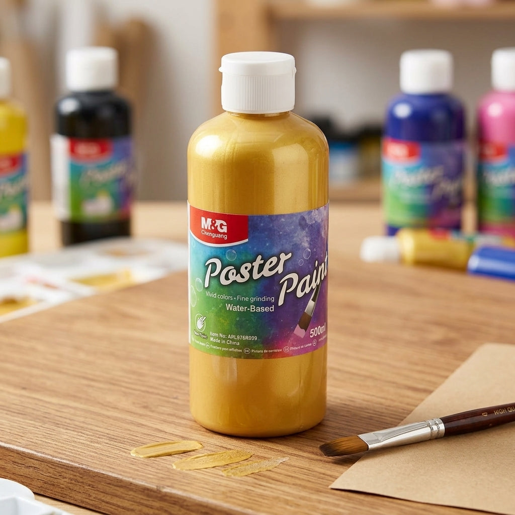 M&G Chenguang Poster Paint 500ml – Gold Water-Based Poster Color for School, Art & Craft Projects - No: APL976R099