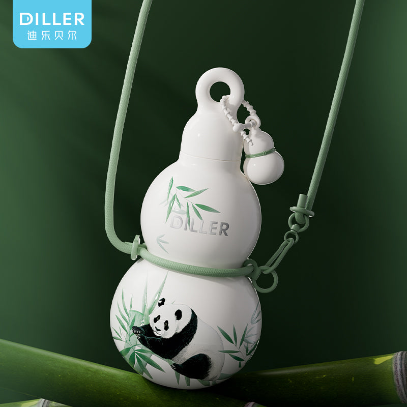 DILLER Gourd-Shaped Vacuum Insulated Stainless Steel Water Bottle with Strap – 360ml Leakproof Flask