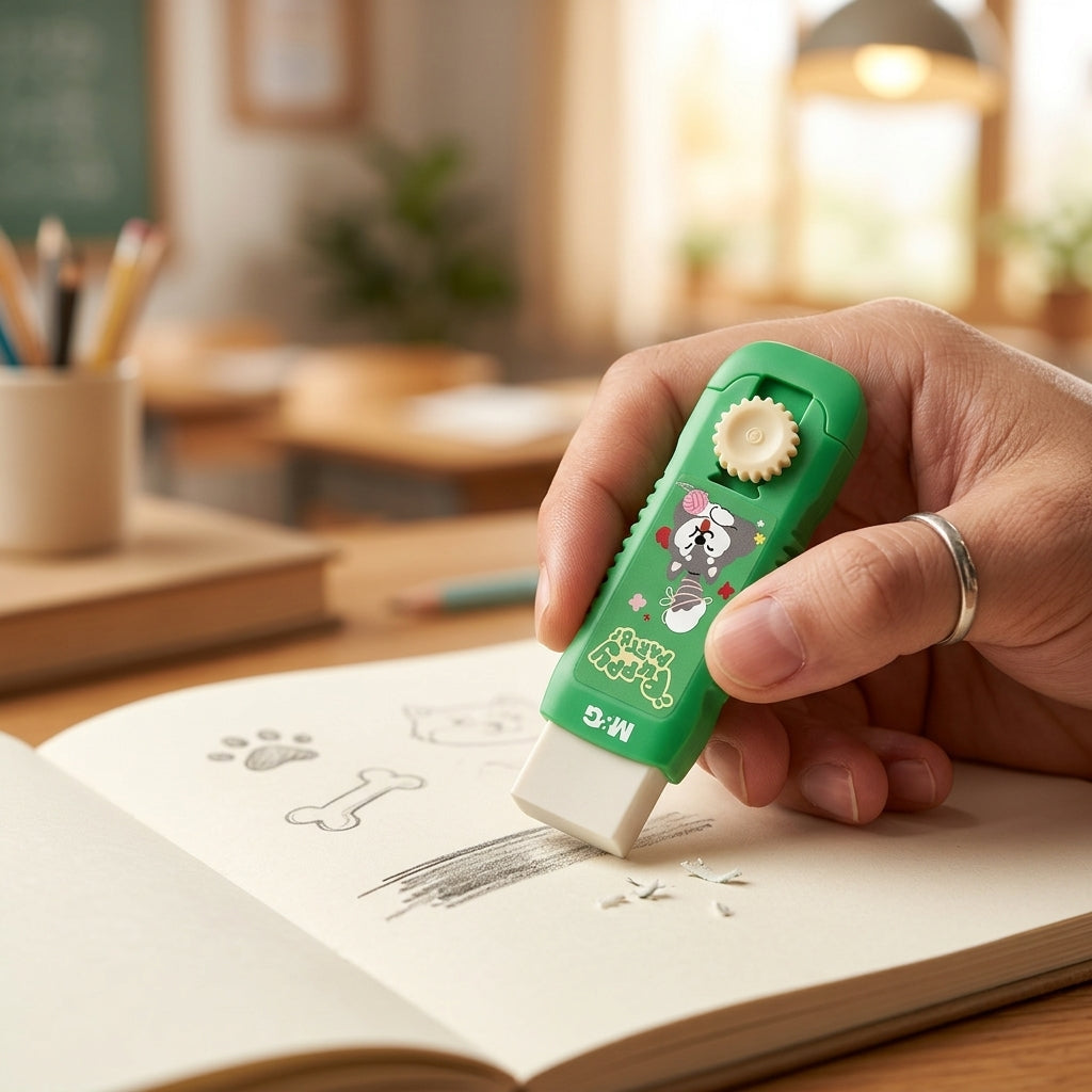 M&G Chenguang Sliding Eraser Set with Holder & Refill – 1+1 Refillable PVC Eraser for School, Office & Drawing - No:AXPQ4280