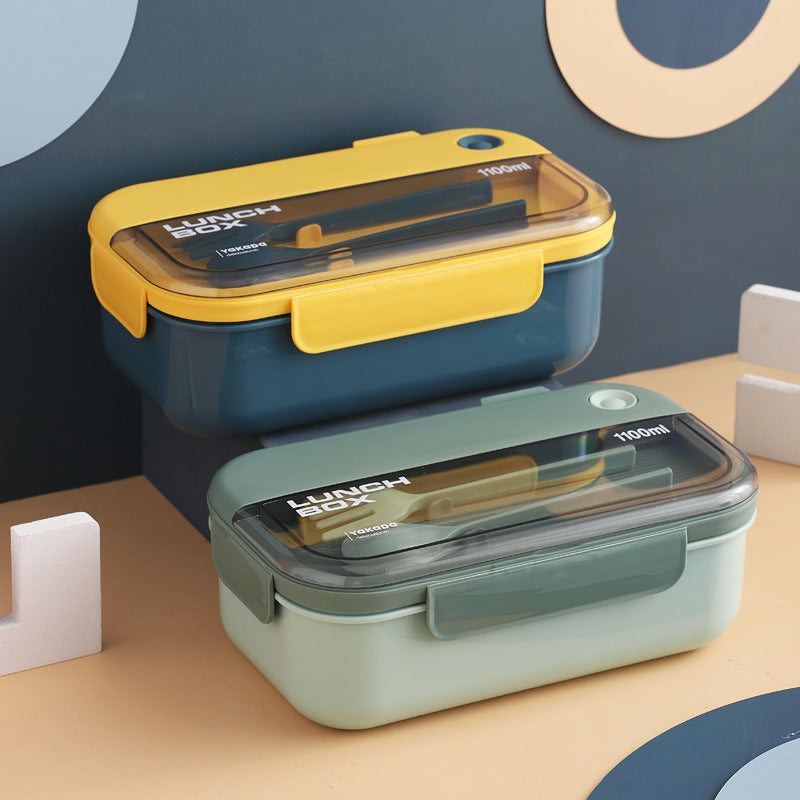1100ml Lunch Box with Divider & Built-in Cutlery – Leak-Resistant Food Container for School, Office & Travel