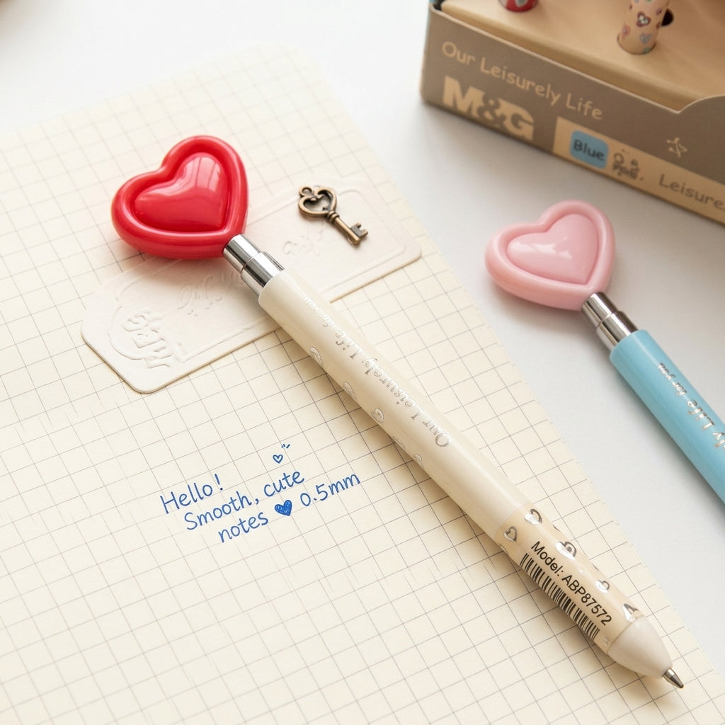 M&G Chenguang" Heart-Shape" Cap Retractable Convenience Blue Color 0.5mm Ball Pen- 1pcs - No:ABP87572
