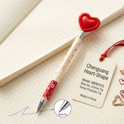 M&G Chenguang" Heart-Shape" Cap Retractable Convenience Blue Color 0.5mm Ball Pen- 1pcs - No:ABP87572