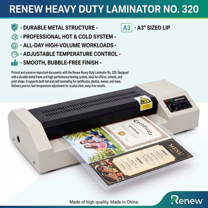 Heavy Duty Laminator Machine – Hot & Cold System for Professional Finish Laminating - Size: A4 - No: 320 (Copy)