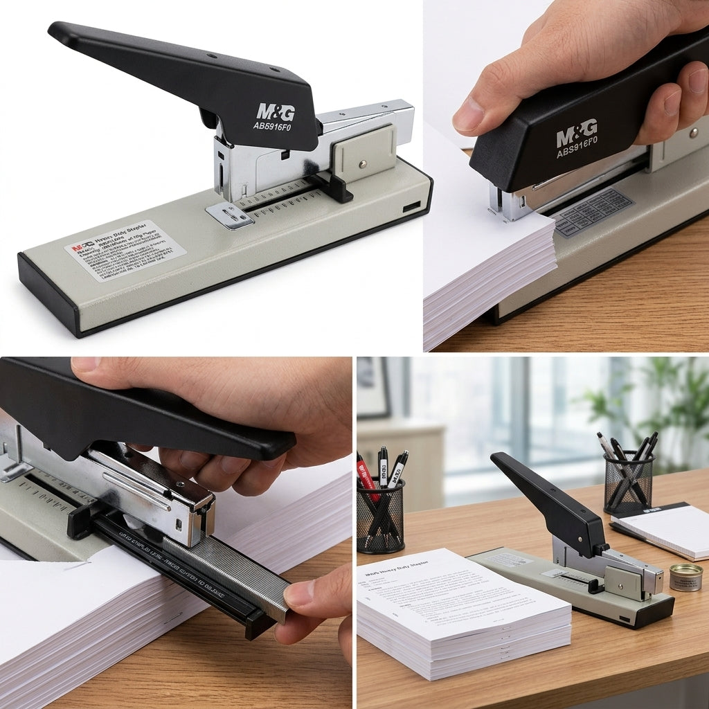 M&G Heavy Duty Stapler Heavy Duty Long Arm Stapler – Metal Desktop Paper Stapler -  No.ABS916F0