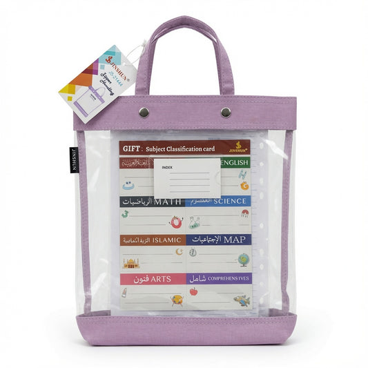 Jinshun Transparent Expanding Document Bag with Handles – A4 Waterproof File Organizer, Snap Closure, Multi-Pocket School & Office Folder - 1pcs