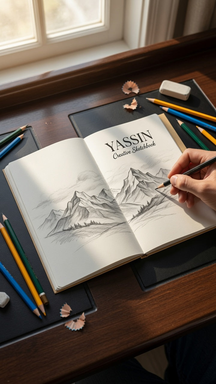 YASSIN Creative Sketchbook A4 – 192 Pages, 120 GSM Premium Drawing & Sketch Paper for Artists, Students & Designers