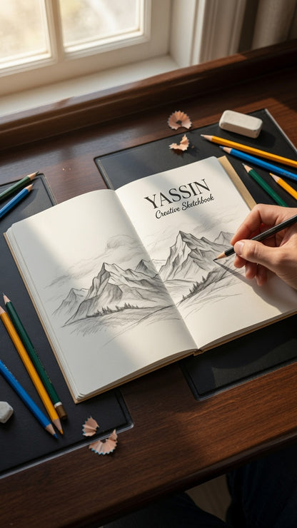 YASSIN Creative Sketchbook A4 – 192 Pages, 120 GSM Premium Drawing & Sketch Paper for Artists, Students & Designers
