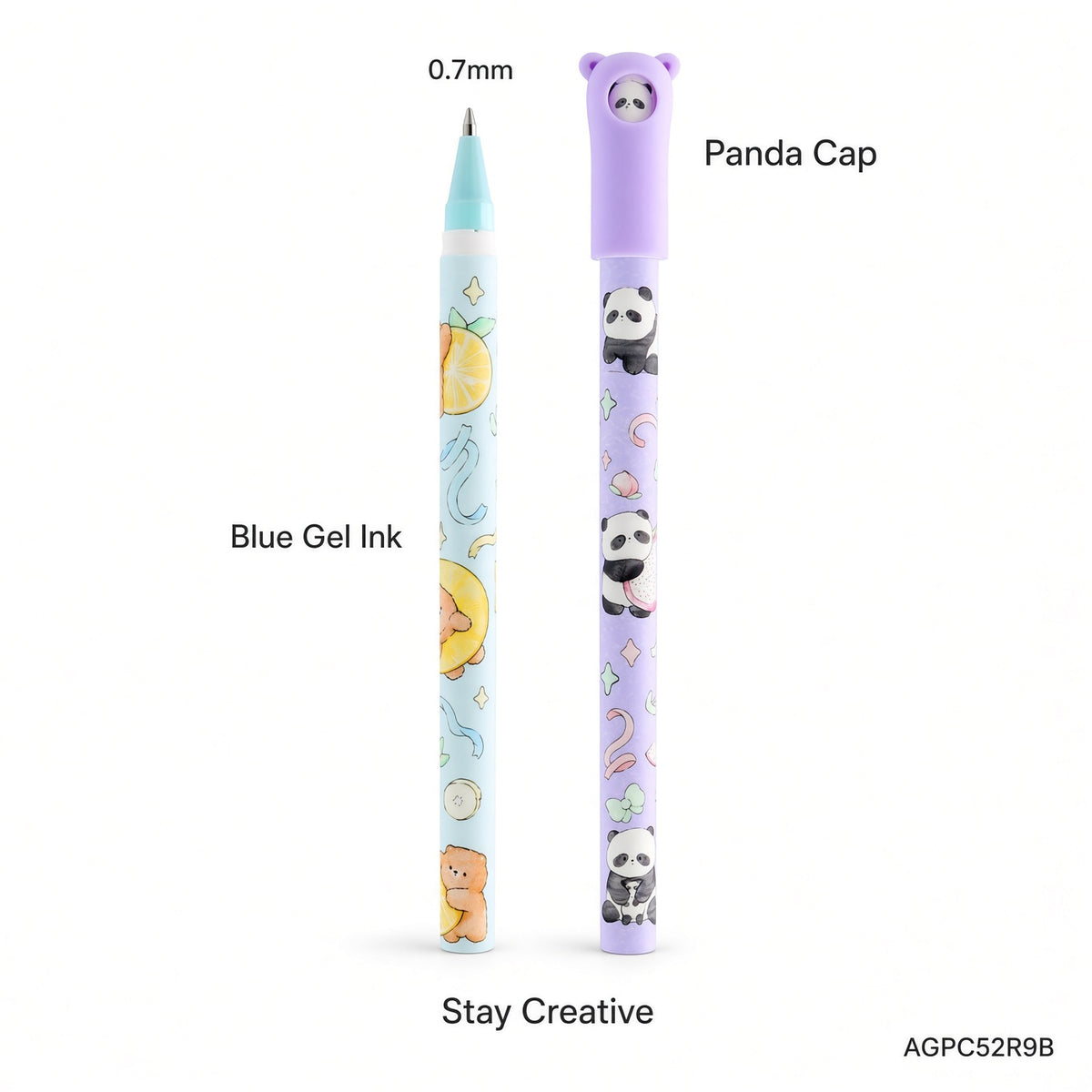 M&G Chenguang Stay Creative Gel Pen 0.7mm – Blue Ink – Cute Bear & Panda Design – 1pcs - No: AGPC52R9B