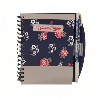 Yassin A6 Spiral Notebook with Pen, 100 Sheets, 60 GSM, Smooth Lined Pages, Floral Cover – Assorted Designs - 1pcs - No: 82772