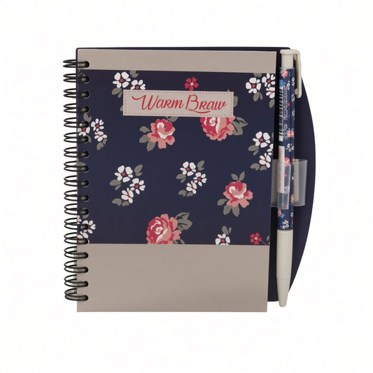 Yassin A6 Spiral Notebook with Pen, 100 Sheets, 60 GSM, Smooth Lined Pages, Floral Cover – Assorted Designs - 1pcs - No: 82772