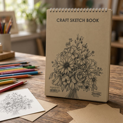 Yassin Brown Craft Sketch Book, 19 × 26 cm, 30 Sheets, 200 GSM - 1pcs - No: 1134