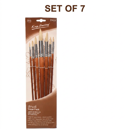 Keep Smiling set of 7 round bristle brushes studio packshot with label