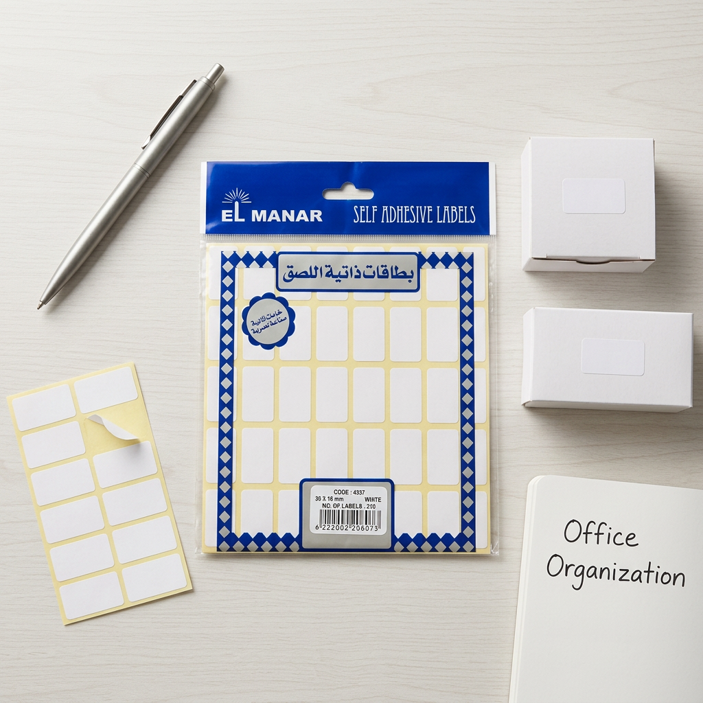 El Manar small white labels pack flatlay with labeled boxes