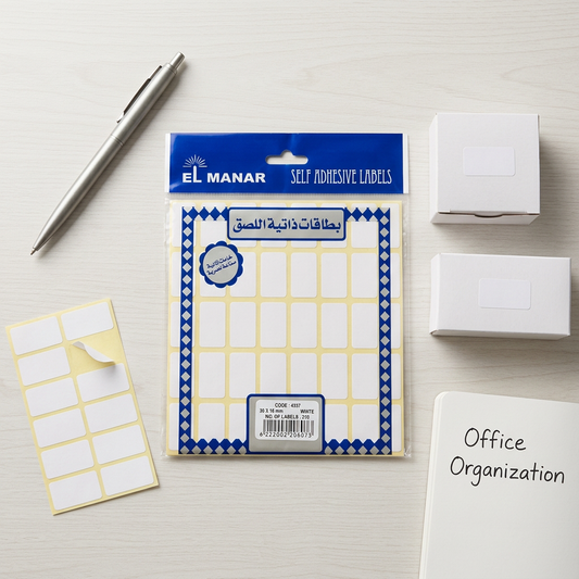 El Manar small white labels pack flatlay with labeled boxes