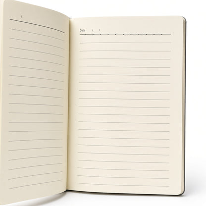 YASSIN Centerline Notebook – 8 mm Ruled, 14 × 19.5 cm, Colored Bookmarks, Pen Holder, Premium Hardcover - No:1299