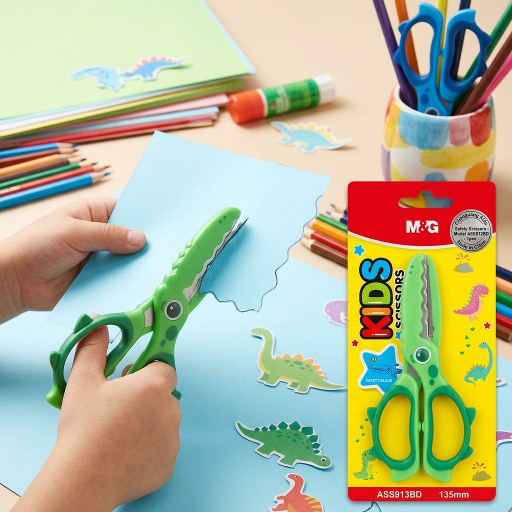 M&G Chenguang Kids Safety Scissors 135mm – Blunt Tip Stainless Steel Blades with Comfortable Handle - 1pcs - No: ASS913BD
