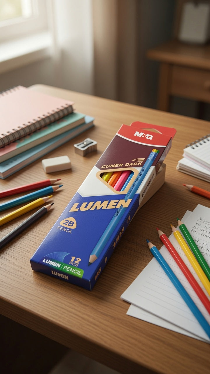 M&G Chenguang LUMEN 2B Wooden Pencils With Eraser – 12-Pack, Break-Resistant, Smooth Writing, High Erasability, School & Office Use - No: AWP309E1