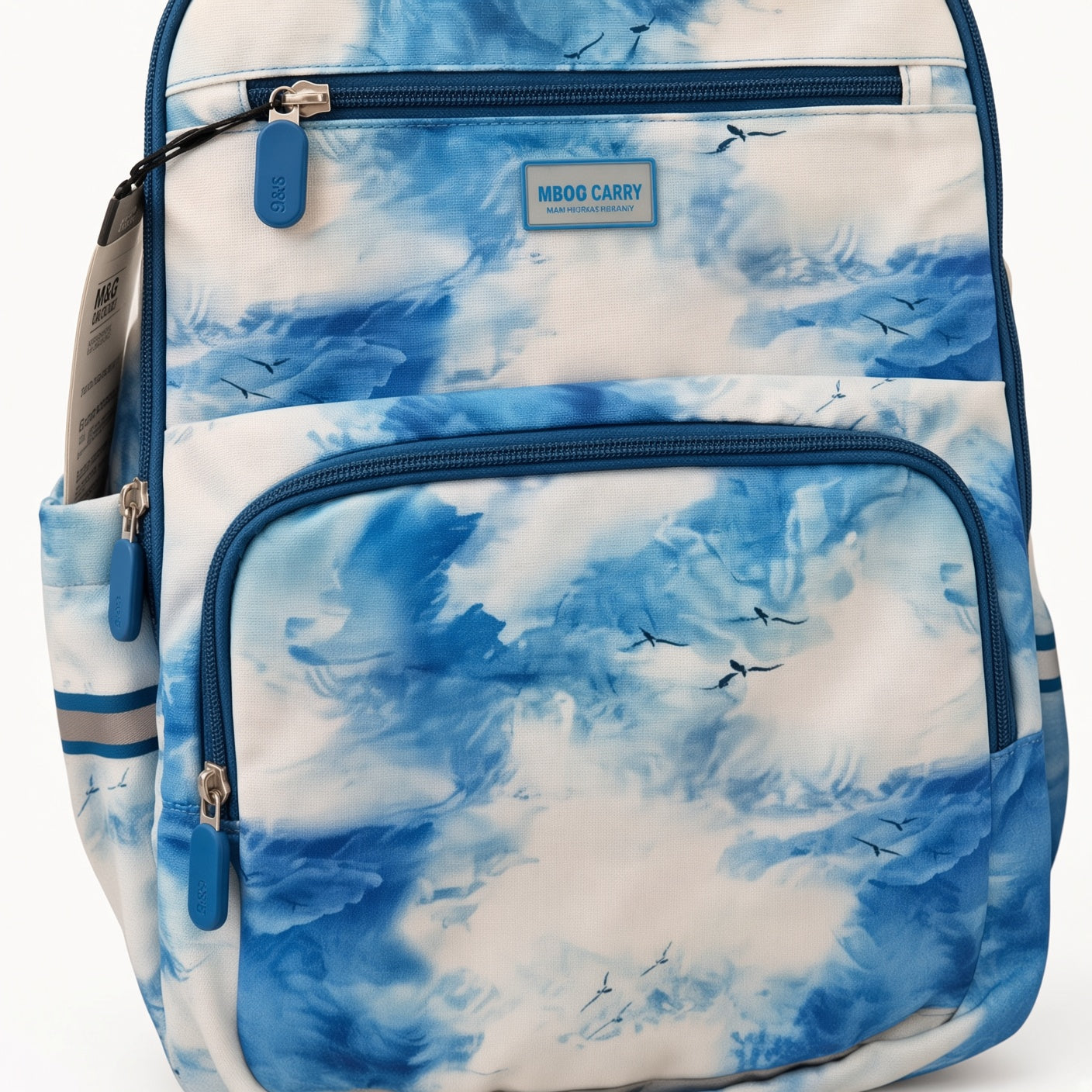 M&G Chenguang 16-Inch School Backpack – Lightweight Kids Backpack with Multiple Compartments, Blue Cloud Design - No: ABB904R8