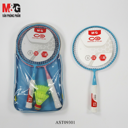 M&G short-handled children's badminton racket set flatlay