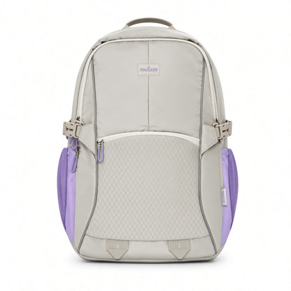 M&G Chenguang Trailblazer 18-Inch School Backpack – Lightweight, Comfortable & Water-Resistant, Grey & Purple - No: ABB904V2M5