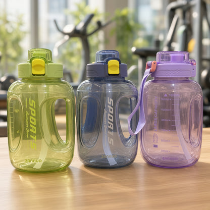 Zannuo Sports Water Bottle with Built-In Straw and One-Touch Flip Lid – 1600ml - Assorted Color - 1pcs
