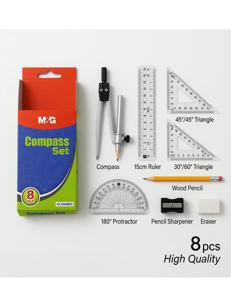 M&G Chenguang Compass set 8pcs With Box 8pcs - No:ACS908D0