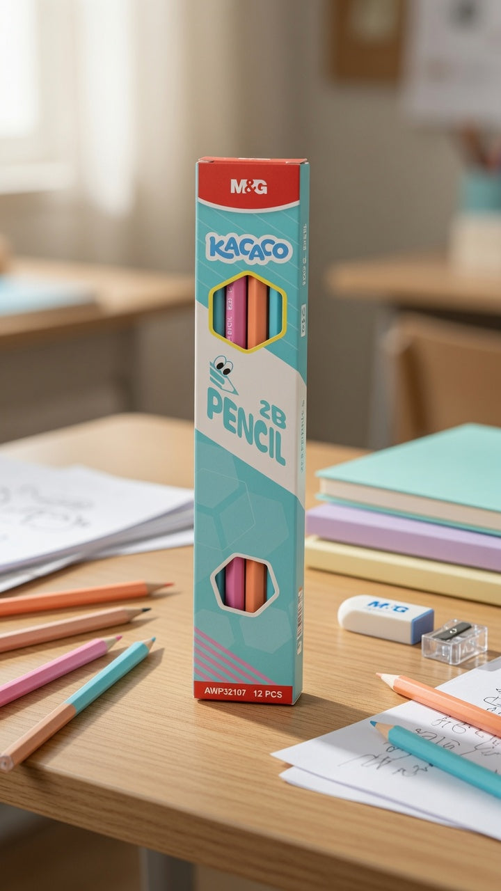 M&G Chenguang Kacafao 2B Wooden Pencils – Super Dark Graphite, Assorted Pastel Colors, 12-Pack, School & Sketching  - No: AWP32107