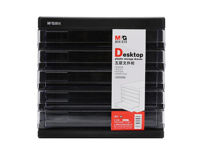 M&G Chenguang 5-Drawer Desktop Document Organizer – Plastic Storage Cabinet for A4 Files & Office Supplies - No: ADM95296