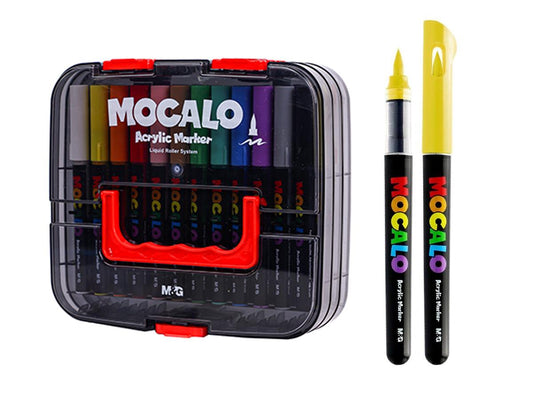 M&G Chenguang Mocalo Acrylic Marker Set – 48 Colors, 1mm Fine Tip, Water-Based Paint Markers in Portable Storage Case - No: APMT80L1