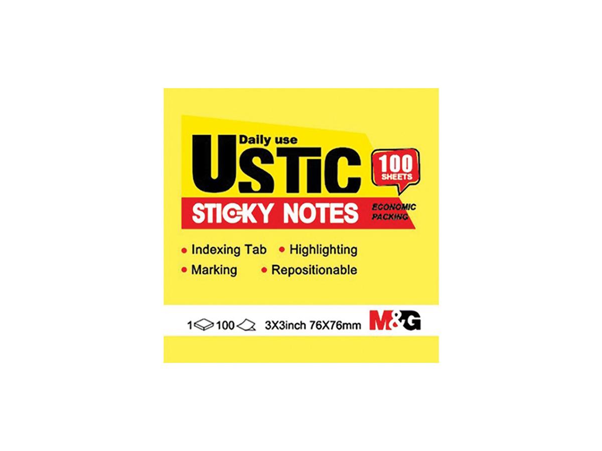 M&G Chenguang USTIC Sticky Notes 3 × 3 Inch (76 × 76 mm) – 100 Sheets, Yellow – Repositionable Notes for Marking & Highlighting - 1pcs - No: YS-463
