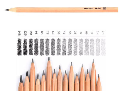 M&G Chenguang Wooden Graphite Pencil – Premium Hexagonal Writing & Drawing Pencil Break-Resistant Lead | Natural Wood Finish | H,2H,3H, HB,B, 2B,3B,4B,5B,6B,7B,8B,9B,10B,12B and 14B