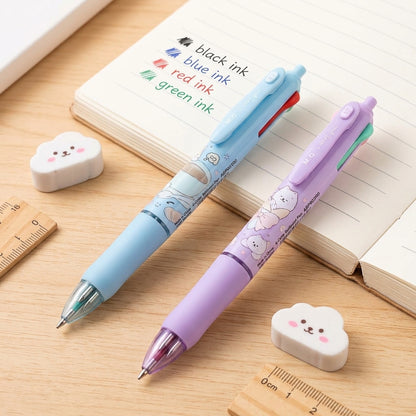 M&G Chenguang 4-Color Ballpoint Pen 0.7mm – Cute Pastel Multi-Color Retractable Pen for School, Office & Journaling - 1pcs - No:ABP803R0