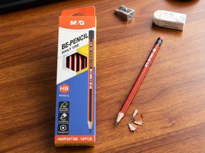 M&G Chenguang BE-PENCIL HB Wooden Pencils – Premium Graphite Pencils, Break-Resistant, High Erasability, Hexagonal Barrel, Pack of 12 - No:AWP357Q8