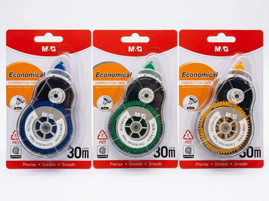 M&G Chenguang Economical Correction Tape – 30m x 5mm PET Correction Tape, Instant Dry, Smooth & Precise, Assorted Colors - 1pcs - No:ACT56172