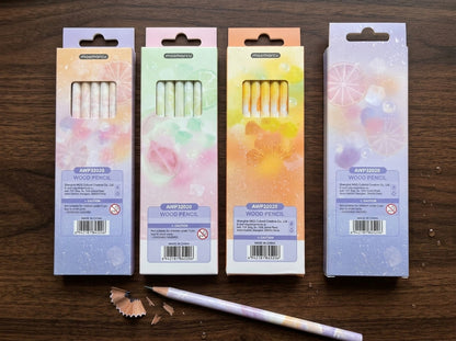 M&G Chenguang Fruit Soda 2B Wooden Pencils – Pastel Marble Design, Smooth Dark Graphite, 5-Pack, School & Drawing  - No: AWP32020