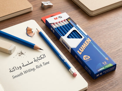 M&G Chenguang LUMEN 2B Wooden Pencils With Eraser – 12-Pack, Break-Resistant, Smooth Writing, High Erasability, School & Office Use - No: AWP309E1