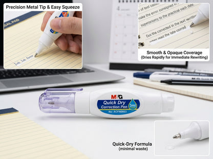 M&G Chenguang Quick Dry Correction Pen – 3ml Precision Correction Fluid for Clean & Accurate Corrections - 1pcs- No: ACFN0603