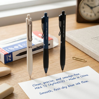 M&G Chenguang T2 Retractable Gel Pen 0.5mm – Fast Dry Blue Ink Pen for Smooth Writing, School & Office - 1pcs - No:AGPH8572