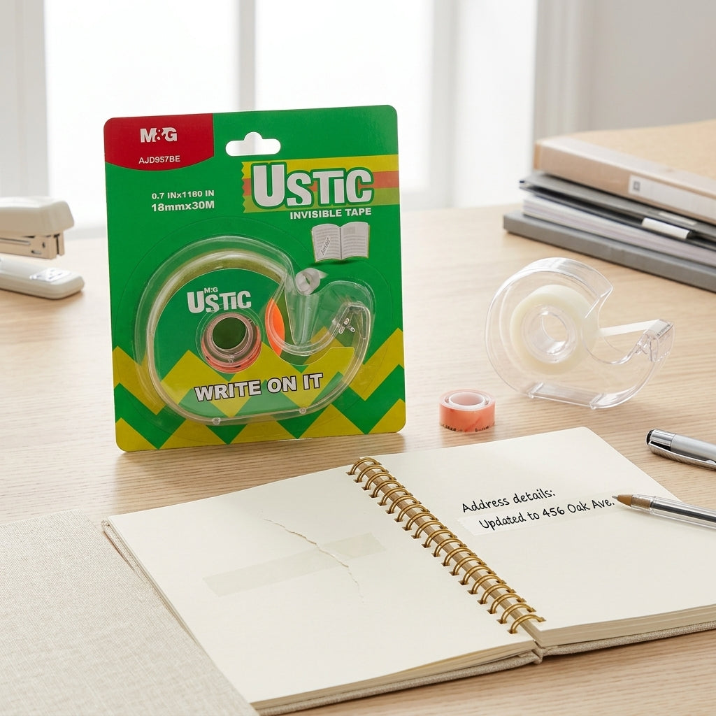 M&G Chenguang USTIC Invisible Tape 18mm x 30m – Clear Write-On Adhesive Tape for Office, School & Home - 1pcs - No: AJD957BE