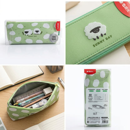 M&G Chenguang Length+ Pencil Case with Cute Sheep Design – Large Capacity Zipper Pouch, - Assorted Color - 1pcs – No: APB932NN