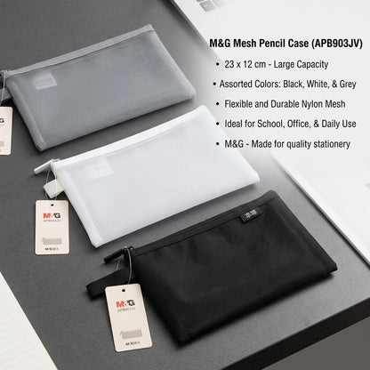 M&G Chenguang Large Capacity Mesh Pencil Case – 23 × 12 cm - 1pcs - Assorted Color - No: APB903JV