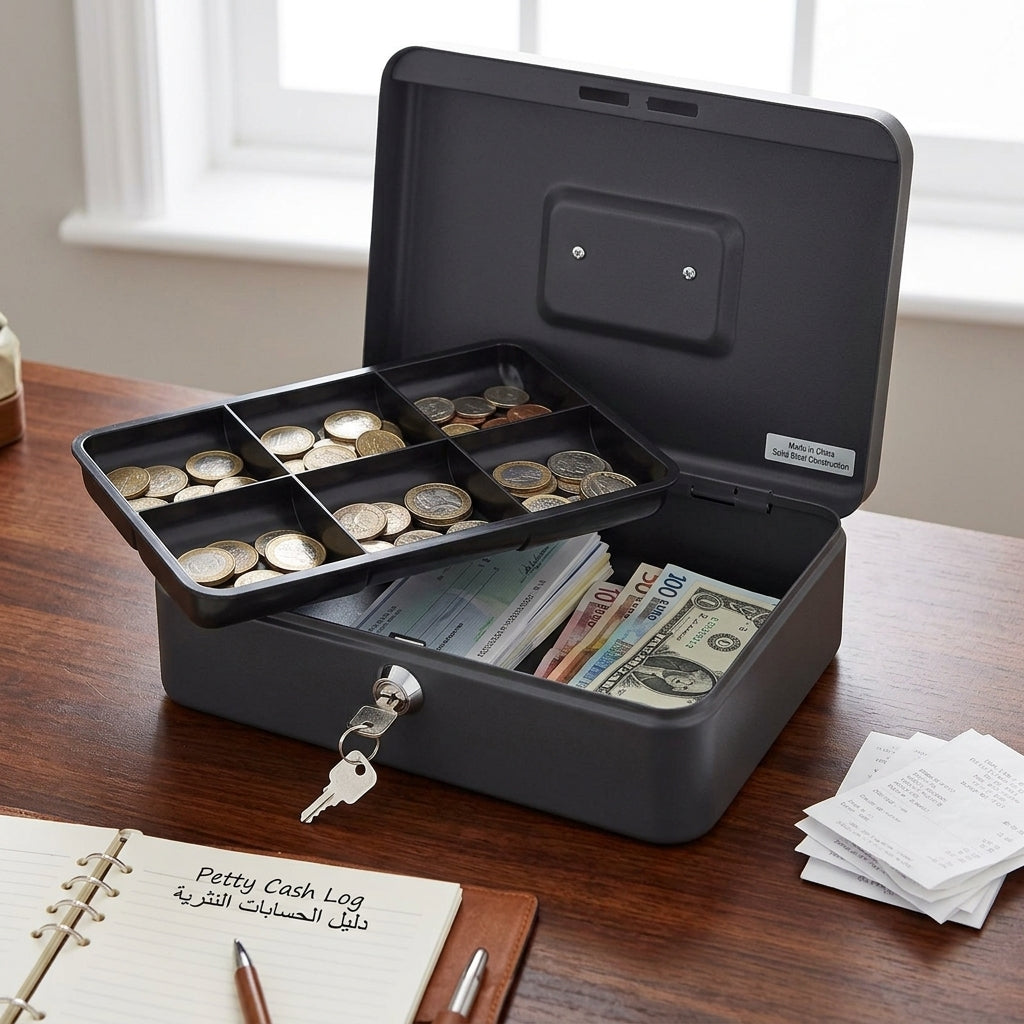 Cathedral Metal Cash Box, 10 Inch - Black