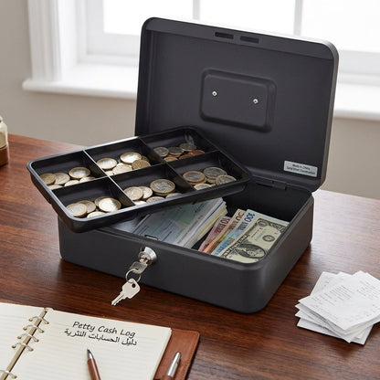 Cathedral Metal Cash Box, 10 Inch - Black