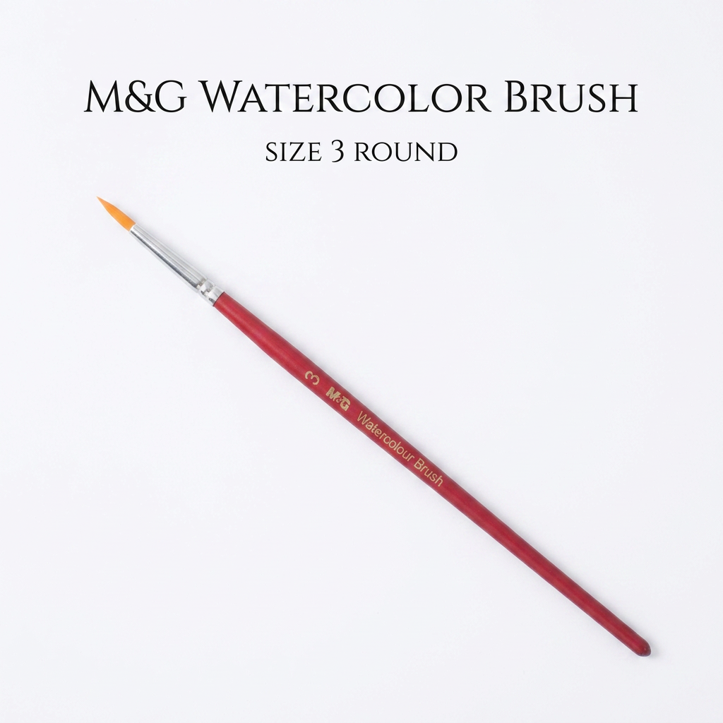 M&G watercolor round brush size 3 studio packshot with size label